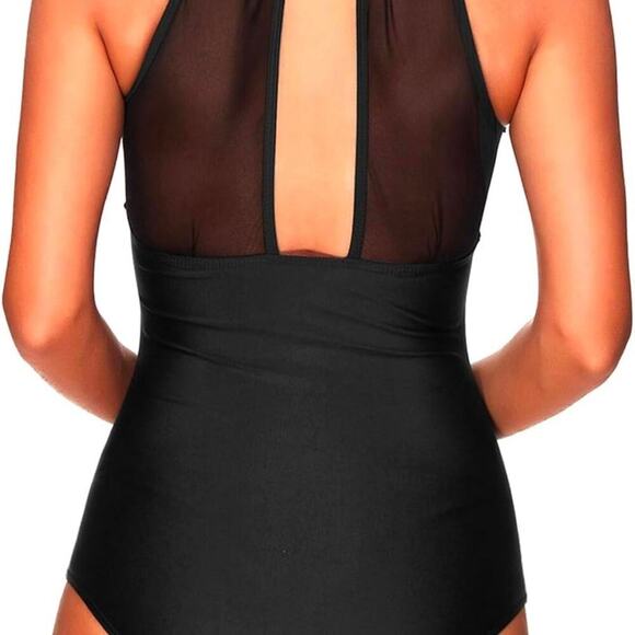Tempt Me Black One Piece High Neck Monokini Swim Suit Size Medium NWT - Picture 6 of 6